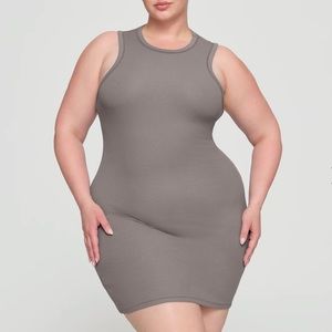 SKIMS Cotton Rib Tank Dress - Smoke 2XL